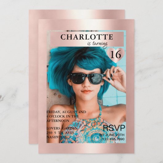 Invitation Couverture de magazine tendance inspirée  (Devant / Derrière)