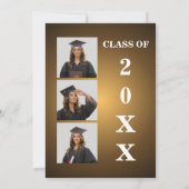 Invitation Couverture de magazine Toile de graduation Robe Or (Dos)