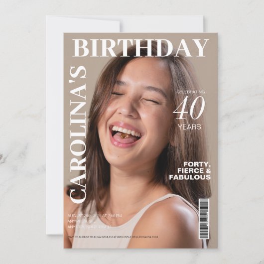 Invitation Couverture de magazine unique pour une fête d'anni (Devant)