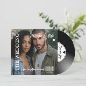 Invitation Couverture de mariage de disque vinyle rétro (Debout devant)