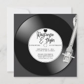 Invitation Couverture de mariage de disque vinyle rétro (Dos)