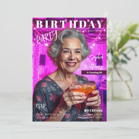 Invitation Couverture du magazine Anniversaire (Debout devant)