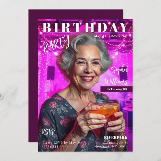 Invitation Couverture du magazine Anniversaire (Devant / Derrière)