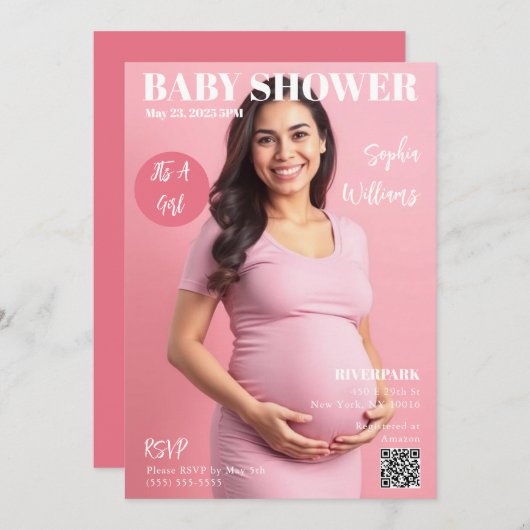 Invitation Couverture du magazine baby shower (Devant / Derrière)