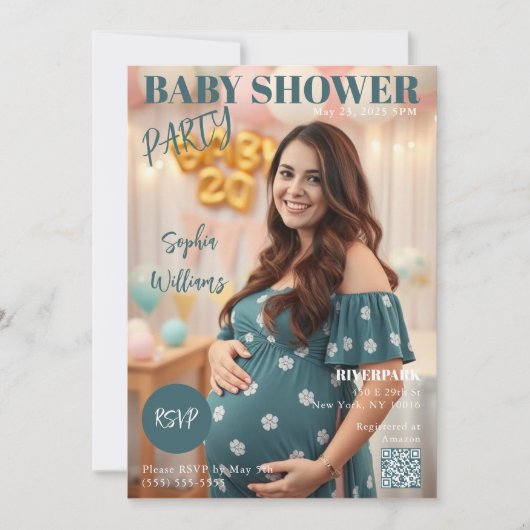 Invitation Couverture du magazine baby shower (Devant)