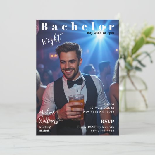 Invitation Couverture du magazine Bachelor Night (Debout devant)