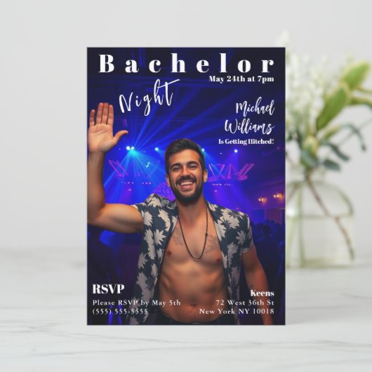 Invitation Couverture du magazine Bachelor Night (Debout devant)