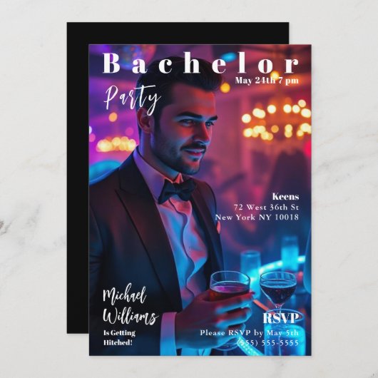 Invitation Couverture du magazine Bachelor Party (Devant / Derrière)