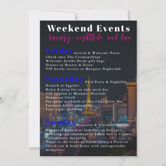 Invitation Couverture du magazine Bachelorette Weekend (Dos)