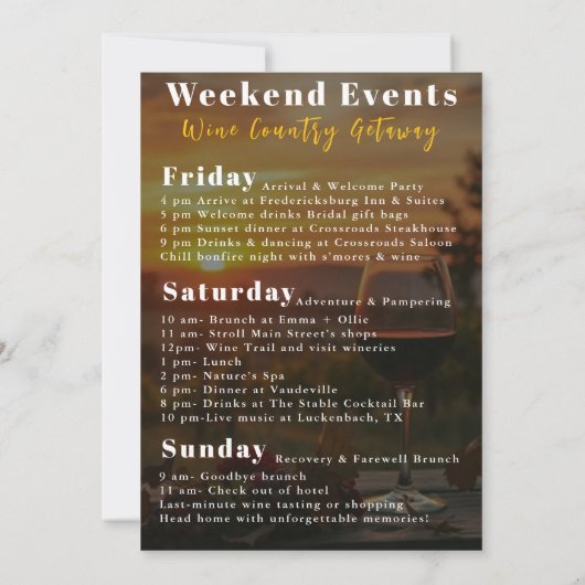 Invitation Couverture du magazine Bachelorette Weekend (Dos)