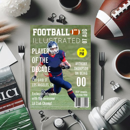 Invitation Couverture du magazine Célébrité Footballeur fête 