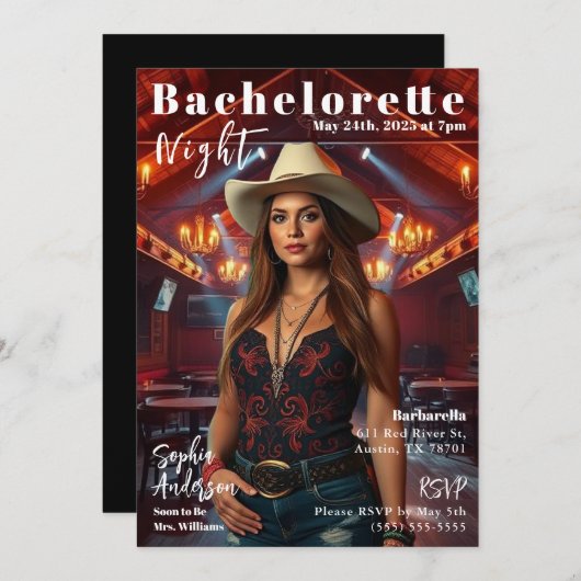 Invitation Couverture du magazine Country Bachelorette (Devant / Derrière)