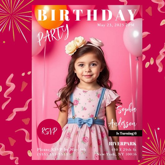 Invitation Couverture du magazine de fête d'anniversaire