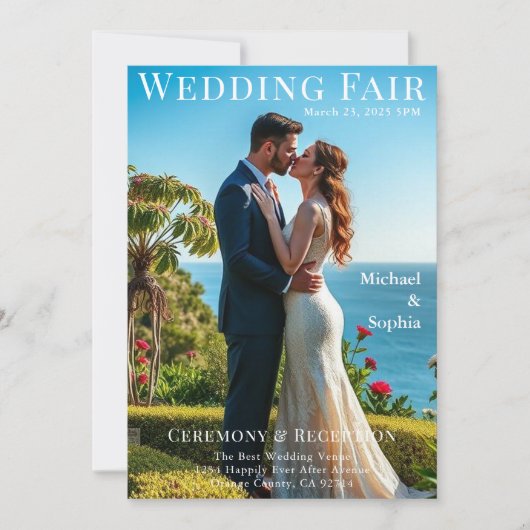 Invitation Couverture du magazine de mariage de plage (Devant)