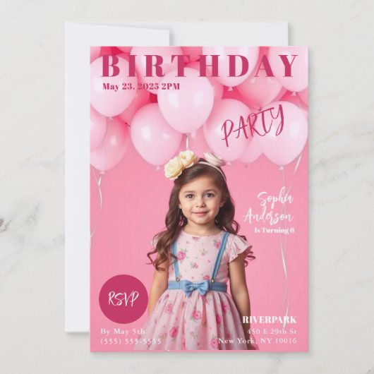 Invitation Couverture du magazine Filles Anniversaire (Devant)
