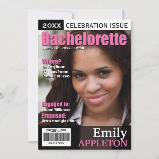 Invitation Couverture du magazine Fuchsia Bachelorette Invita (Devant)