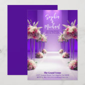 Invitation Couverture du magazine mariage violet (Devant / Derrière)