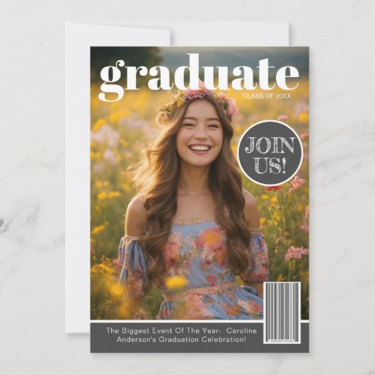 Invitation Couverture du magazine Photo de la fête des diplôm (Devant)