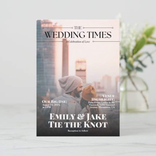 Invitation Couverture du magazine photo moderne QR Code (Debout devant)