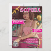 Invitation Couverture du magazine rose et or QR Code Quinceañ (Devant)