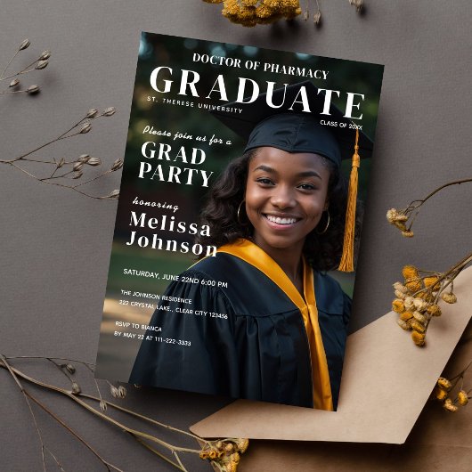 Invitation Couverture du magazine simple Graduate Inspiré Gra