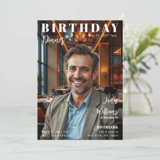 Invitation Couverture Magazine Anniversaire Dîner (Debout devant)