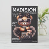 Invitation Couverture Magazine Mode Teddy Bear Anniversaire (Debout devant)