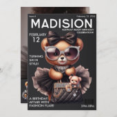 Invitation Couverture Magazine Mode Teddy Bear Anniversaire (Devant / Derrière)