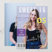 Invitation Couverture Magazine moderne 2 Photos Sweet 16 (Devant / Derrière)