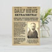 Invitation Couverture parodique de vieux journal personnalisé (Debout devant)