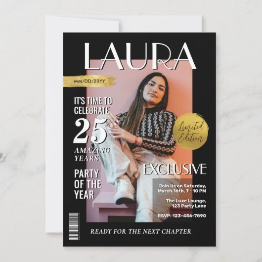 Invitation Couverture, Portrait de la Revue Personnalisée d'A (Devant)