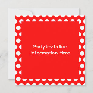 Invitation Couverture Rouge Clair et Blanc à Points