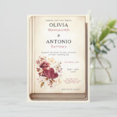 Invitation Couverture vintage du livre Élégant Mariage romant (Debout devant)