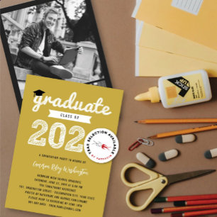 Invitation Couvre-diplôme esquisse blanche Promotion 2026 Fêt