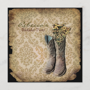 Invitation cow-boy damassé du pays occidental