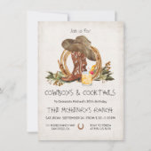 Invitation Cow-boys rustiques et cocktails de soirée (Devant)
