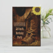 Invitation Cow-girl tout pays rustique d'anniversaire d'âge (Debout devant)