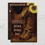 Invitation Cow-girl tout pays rustique d'anniversaire d'âge (Devant / Derrière)