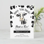 Invitation Cow Have You Herd 2e anniversaire aquarelle Invita (Debout devant)