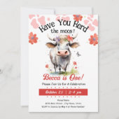 Invitation Cow Herd moos 1er Birthday Girl (Devant)