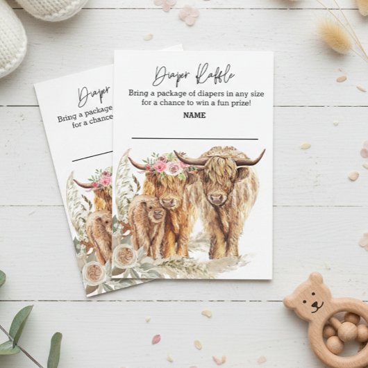 Invitation Cow Highland Baby shower Couples Diaper Raffin