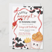 Invitation Cow Pattern Nugget Fast Food First Birthday (Devant)