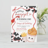 Invitation Cow Pattern Nugget Fast Food First Birthday (Debout devant)