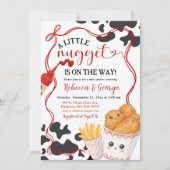 Invitation Cow Pattern Nugget Fast Food Theme Baby Shower (Devant)