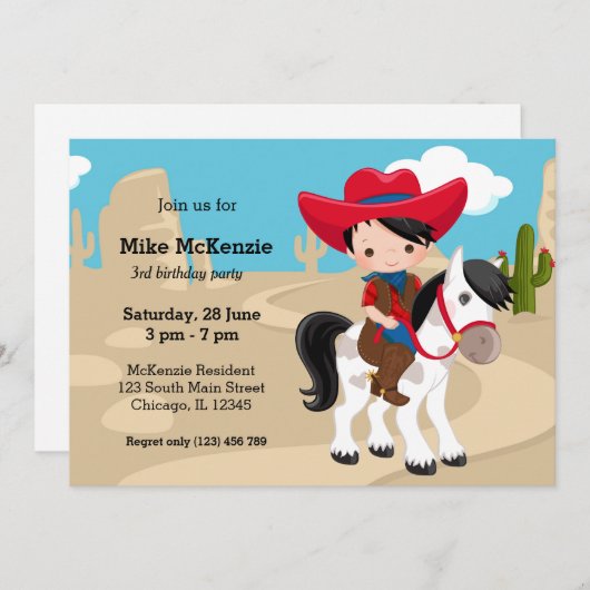 Invitation Cowboy (Devant / Derrière)
