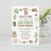 Invitation Cowboy 1st Rodeo Highland Cow Thème Anniversaire (Debout devant)