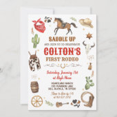 Invitation Cowboy 1st Rodeo Red Wild West Thème Anniversaire (Devant)