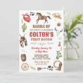 Invitation Cowboy 1st Rodeo Red Wild West Thème Anniversaire (Debout devant)