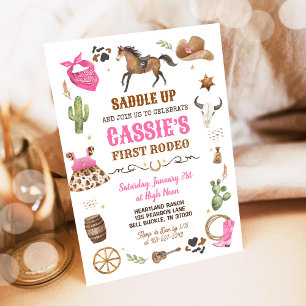 Invitation Cowboy 1st Rodeo Rose Wild West Thème Anniversaire