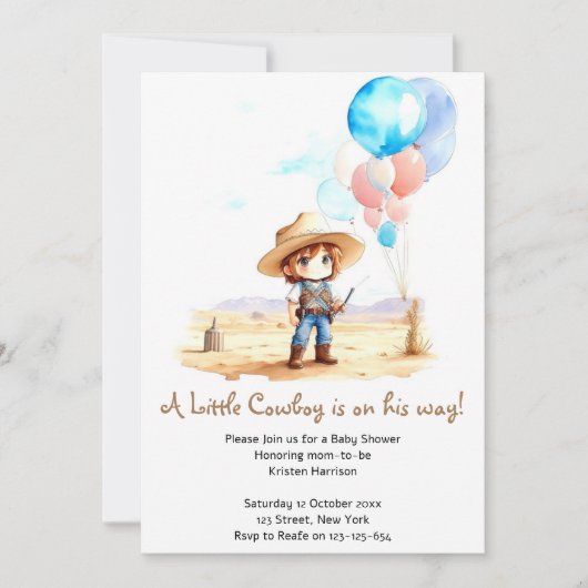 Invitation Cowboy Adventure Baby Boy's Wild West Shower (Devant)